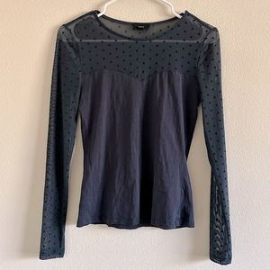 Fate Long Sleeve Top Mesh with Polka Dot Detail Fitted Sweetheart Bodice Small